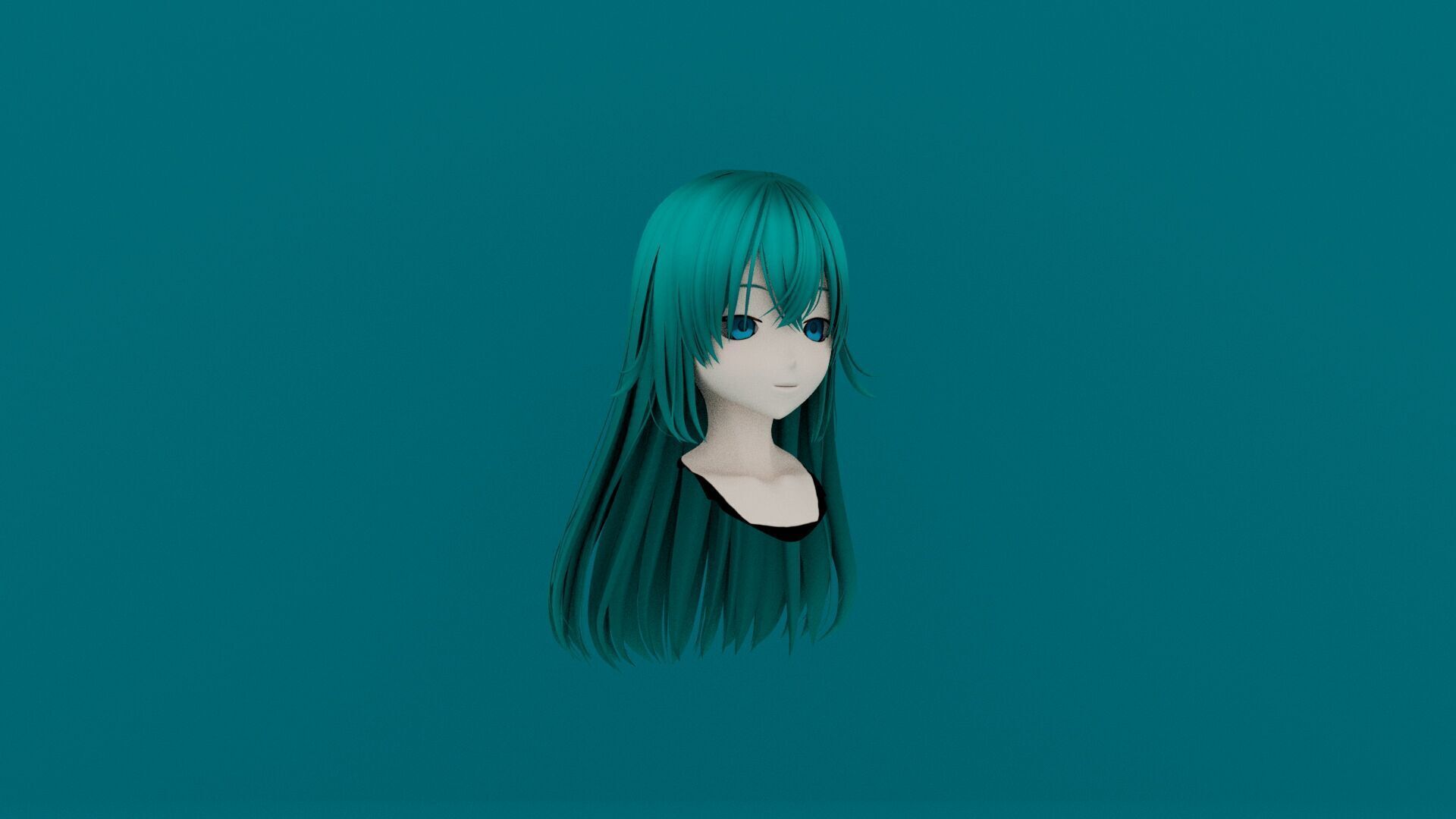 female hair model ANIME STYLE Low-poly 3D model_2