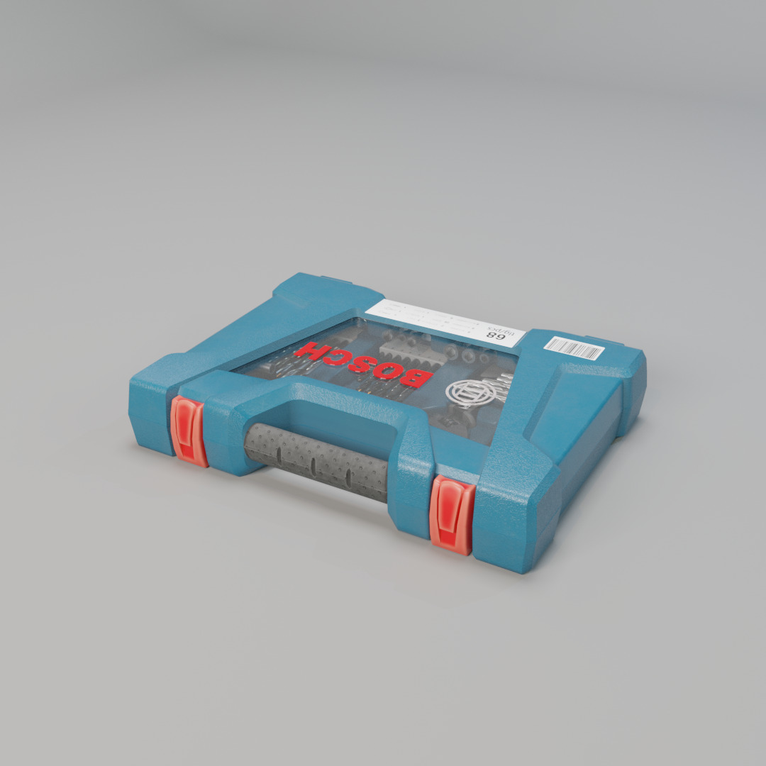 Realistic Bosch Drill Bit Set Drill with PBR Texture Low-poly 3D model_8