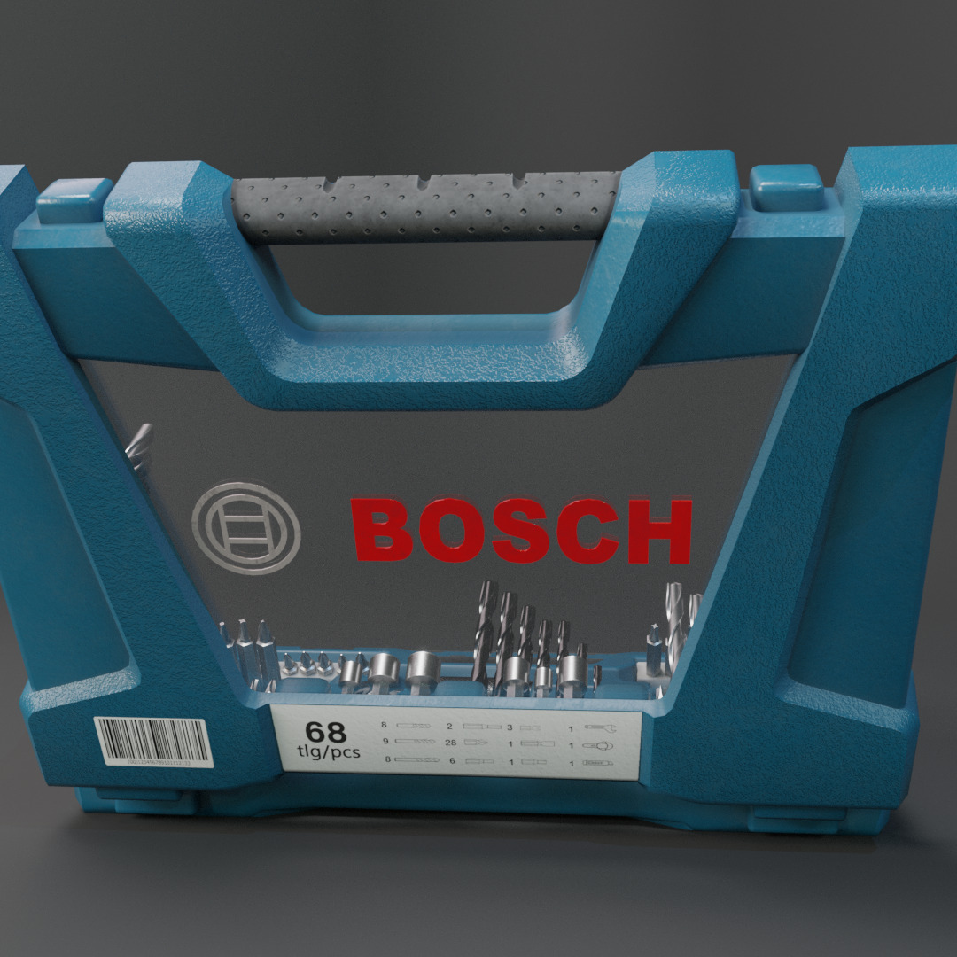 Realistic Bosch Drill Bit Set Drill with PBR Texture Low-poly 3D model_22