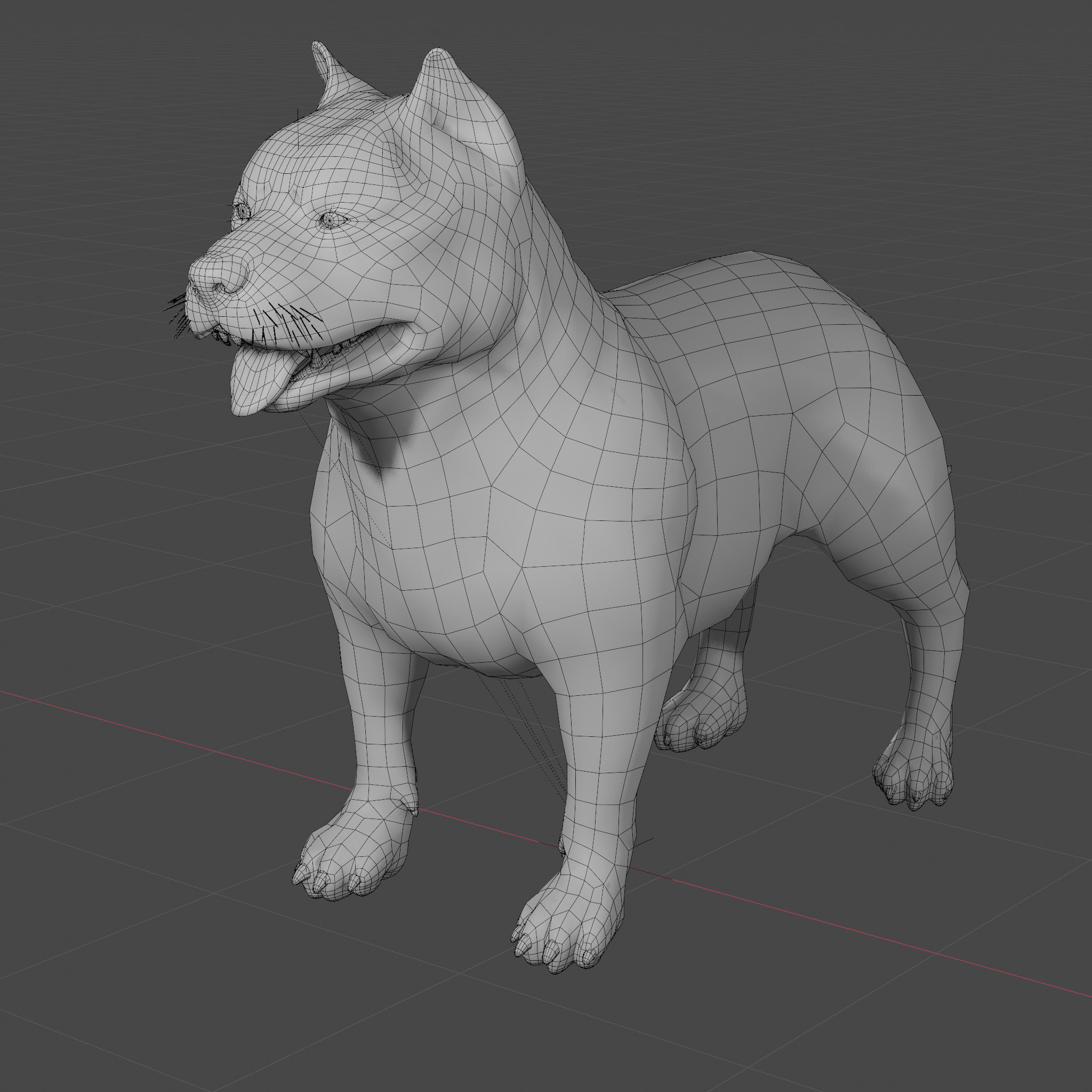Pitbull basemesh Low-poly 3D model_2