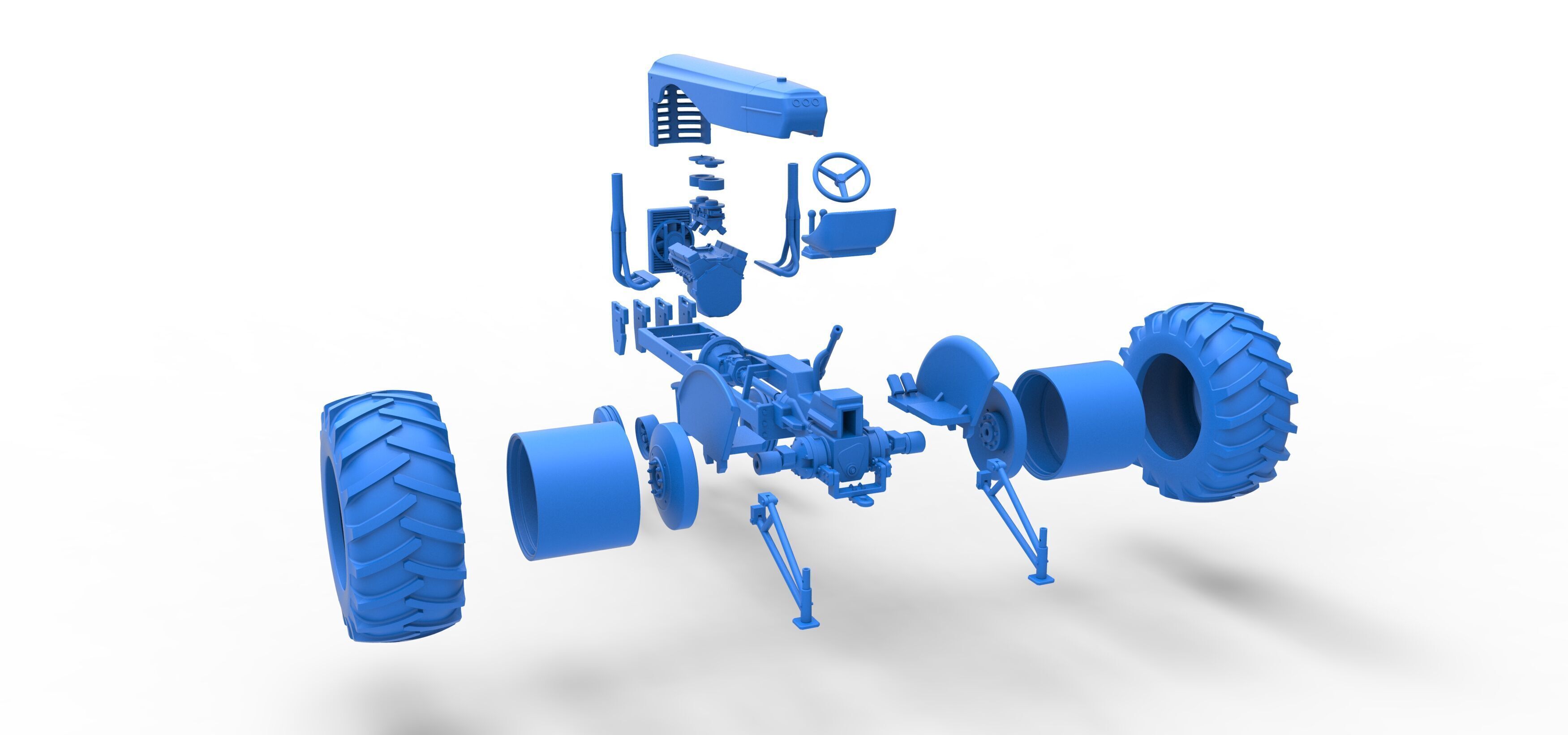 Vintage Small block Pulling tractor Version 2 Scale 1 to 25 3D print model_54