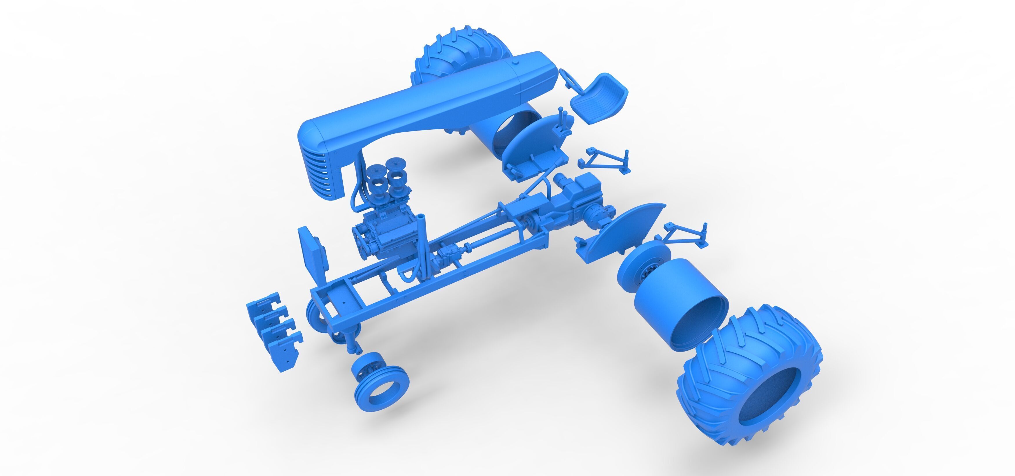 Vintage Small block Pulling tractor Version 2 Scale 1 to 25 3D print model_48