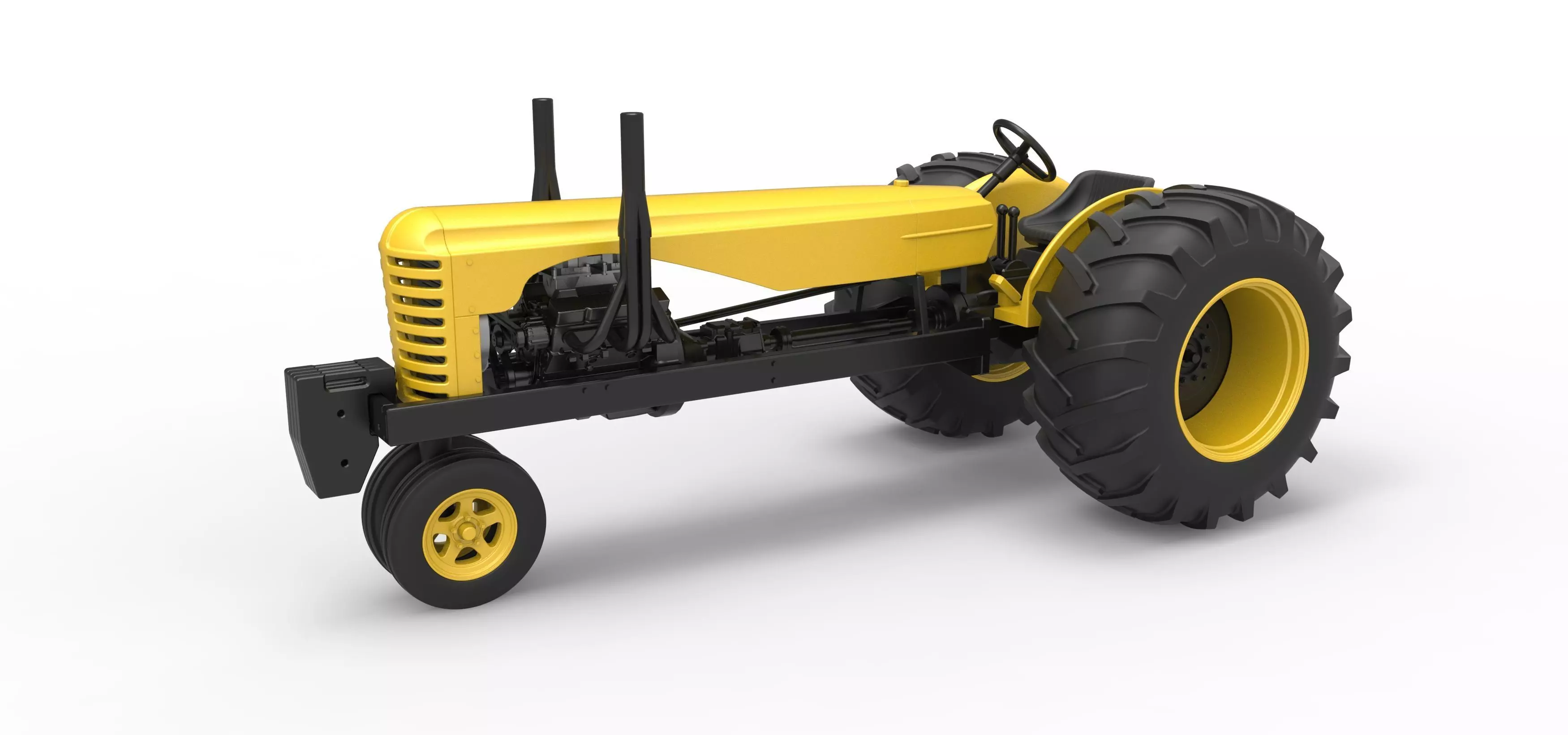 Vintage Small block Pulling tractor Version 2 Scale 1 to 25 3D print model_0