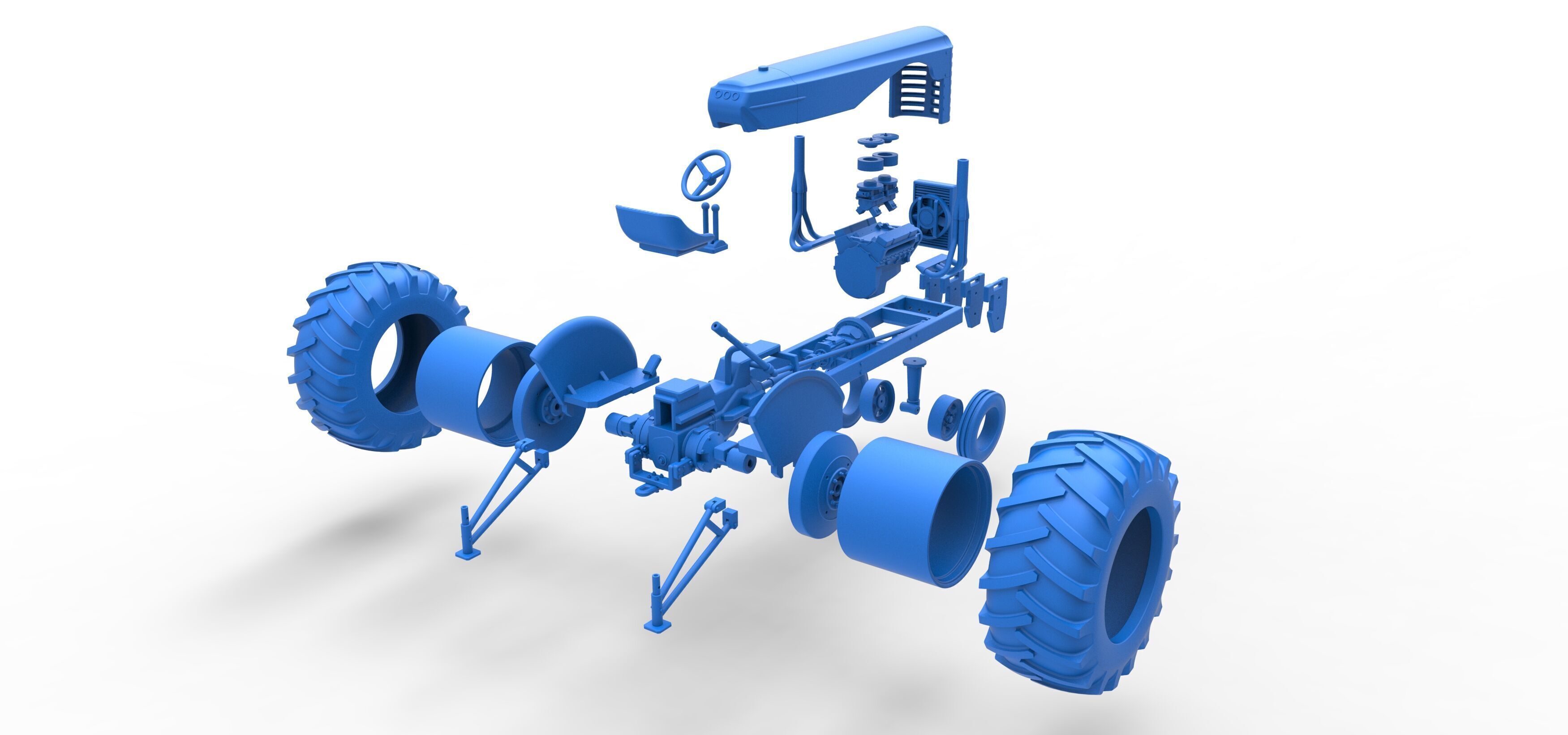 Vintage Small block Pulling tractor Version 2 Scale 1 to 25 3D print model_55