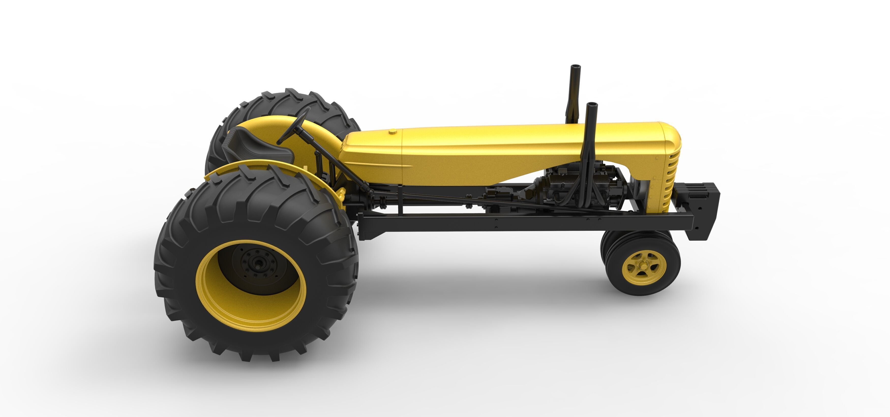 Vintage Small block Pulling tractor Version 2 Scale 1 to 25 3D print model_21