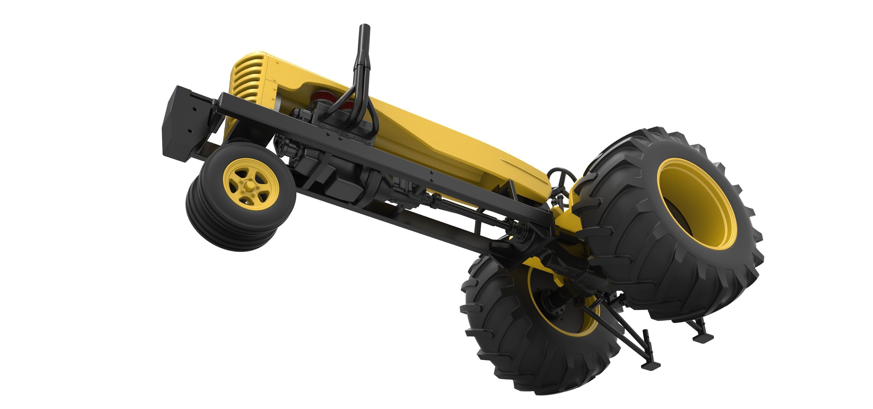 Vintage Small block Pulling tractor Version 2 Scale 1 to 25 3D print model_3