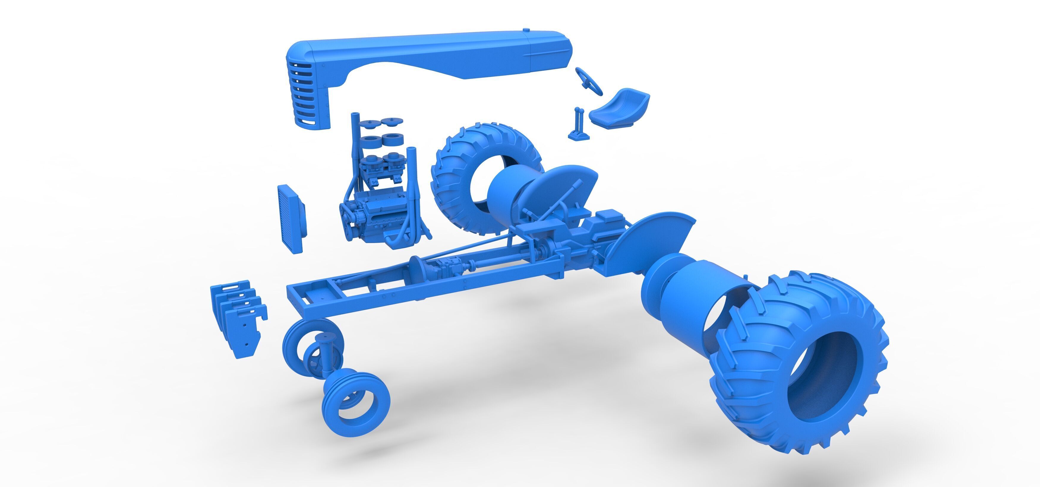 Vintage Small block Pulling tractor Version 2 Scale 1 to 25 3D print model_47