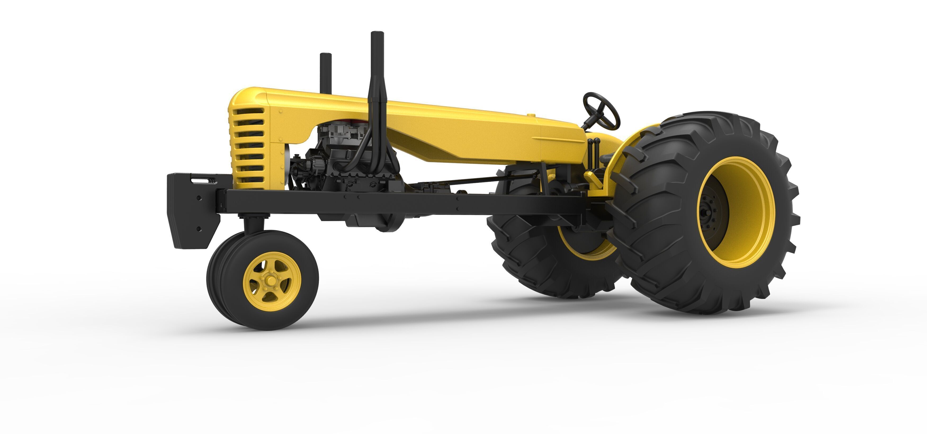 Vintage Small block Pulling tractor Version 2 Scale 1 to 25 3D print model_2