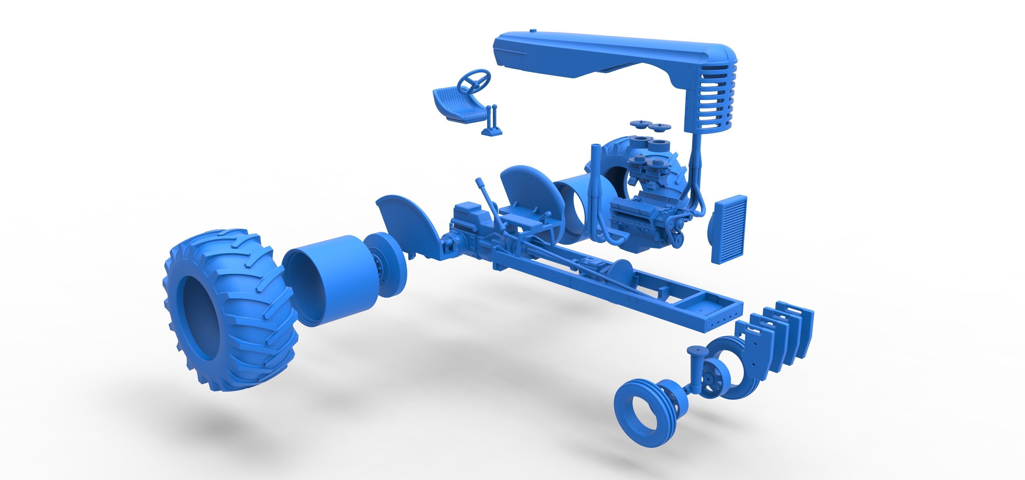 Vintage Small block Pulling tractor Version 2 Scale 1 to 25 3D print model_57