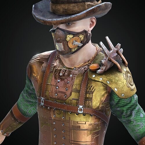 Punk Steam character Low-poly 3D model