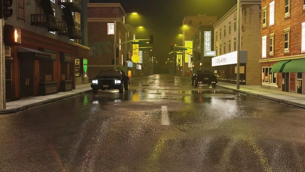 Futuristic Warrior in Neon City 3D model_0