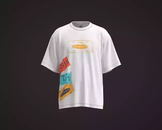 Mens oversized t-shirt with cuba graphic