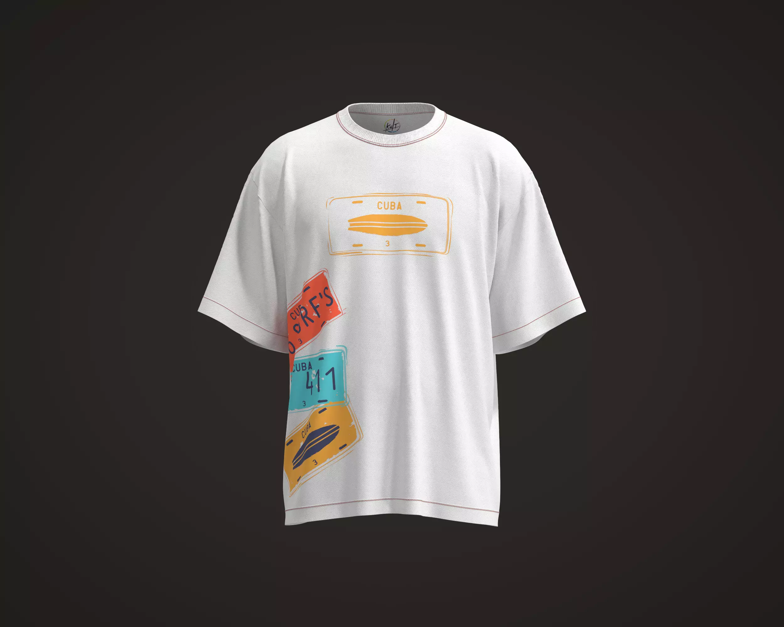 Mens oversized t-shirt with cuba graphic 3D model