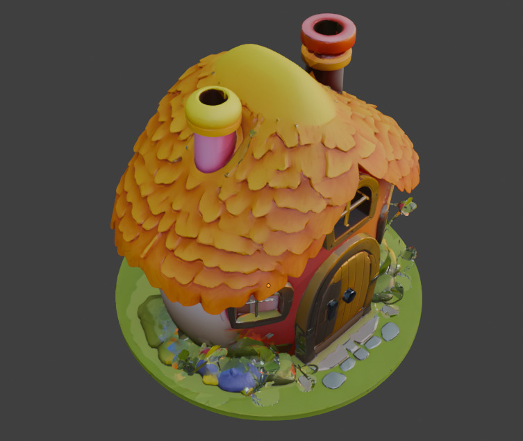 Fairy Tale House Stylized Game Ready 3D Model with PBR Materials Low-poly 3D model_4