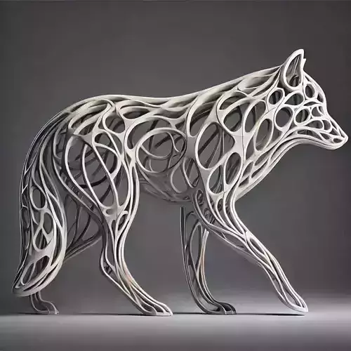 Wolf Sculpture Hollow Lattice Design