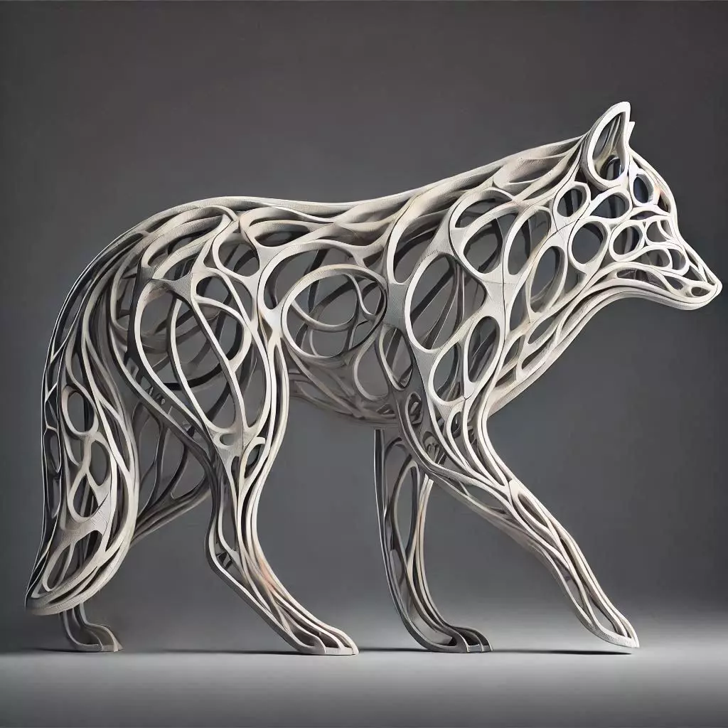 Wolf Sculpture Hollow Lattice Design 3D print model