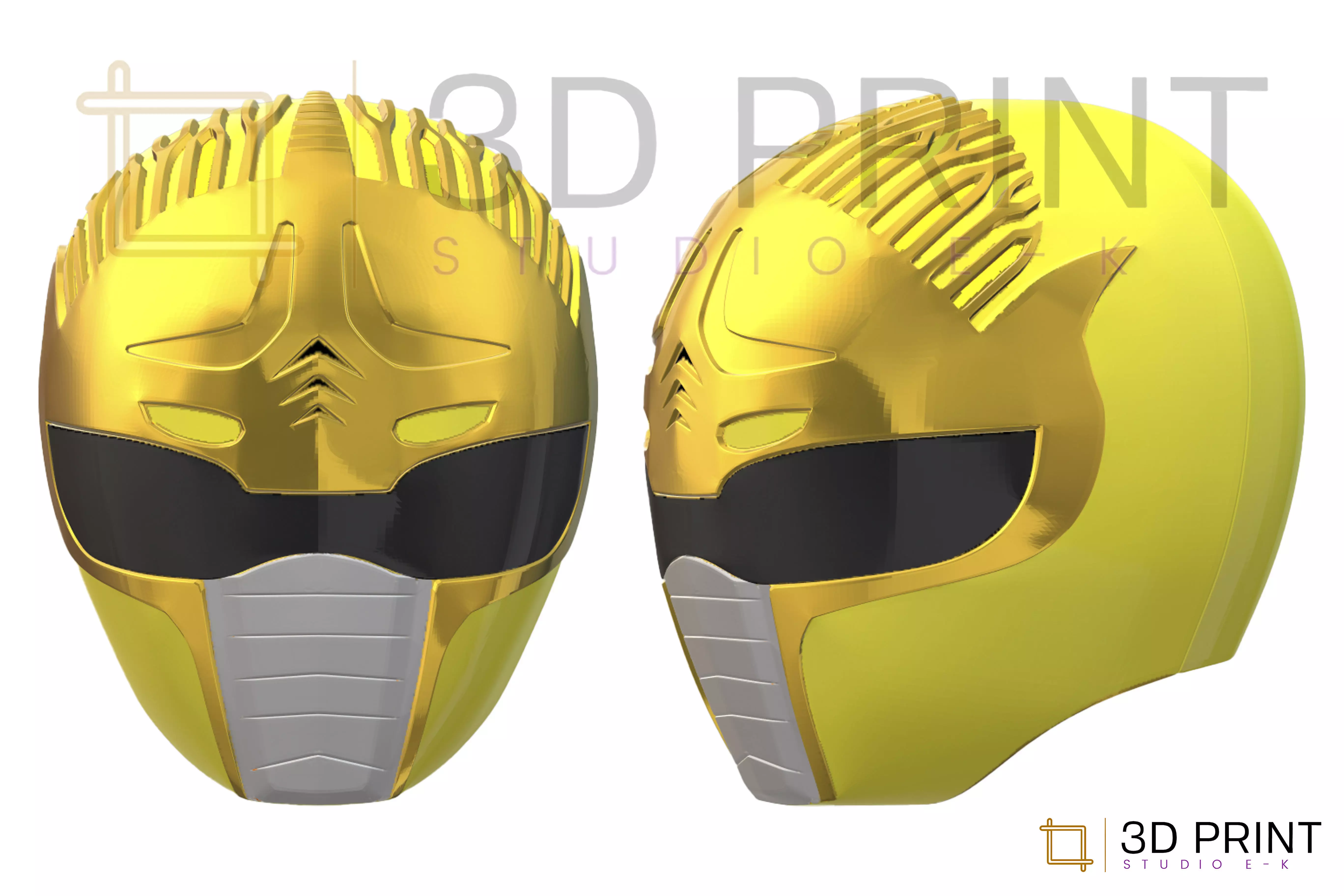 Power Rangers Dai Yellow Ranger helmet 3D print model_0
