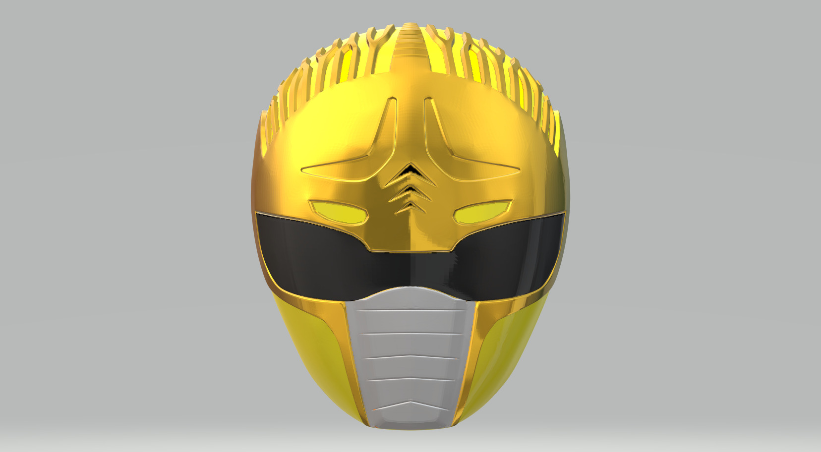 Power Rangers Dai Yellow Ranger helmet 3D print model_2