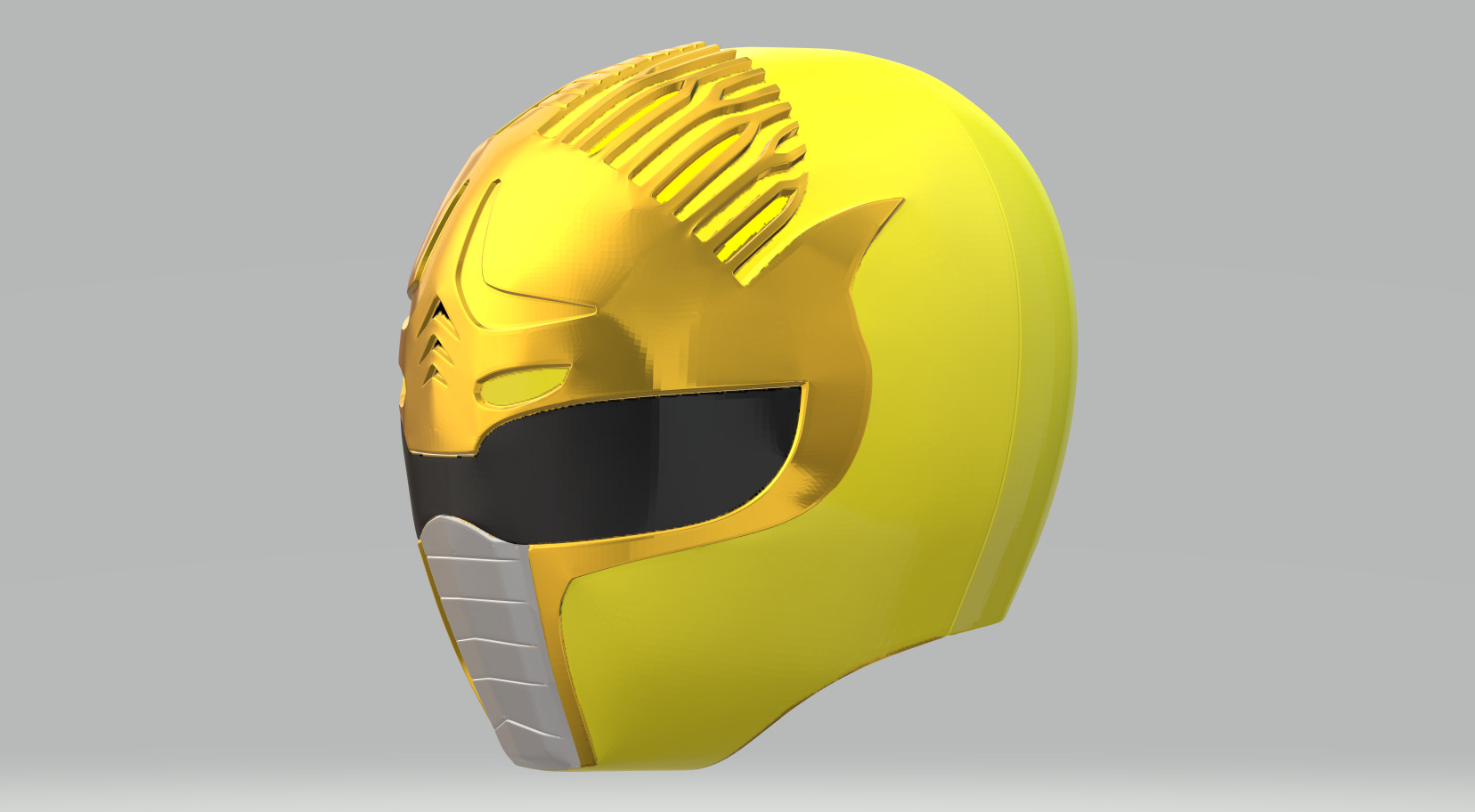 Power Rangers Dai Yellow Ranger helmet 3D print model_3