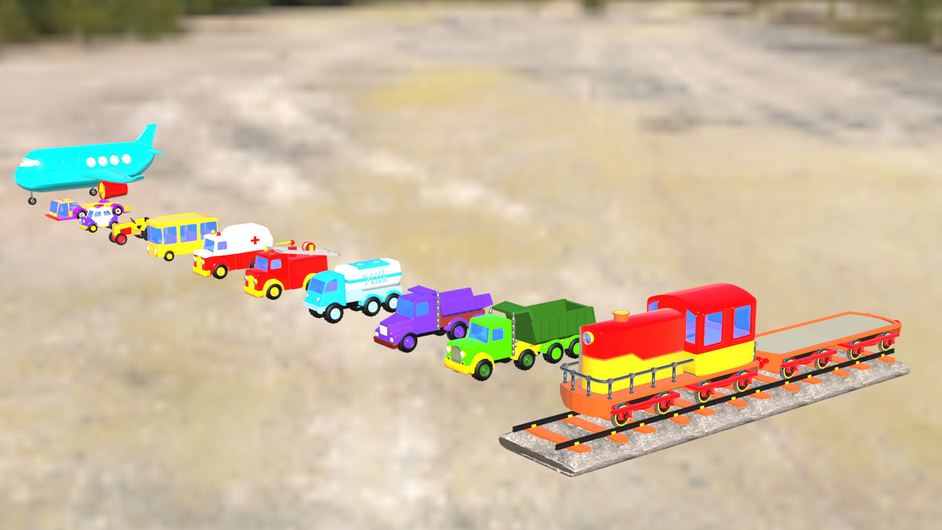 Ultimate Vehicles 3D Model Pack Police Bus Trucks Tractors More Low-poly 3D model_3