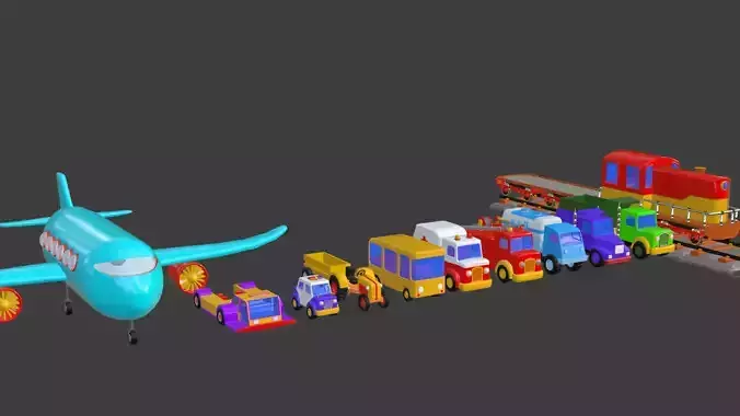 Ultimate Vehicles 3D Model Pack Police Bus Trucks Tractors More Low-poly 3D model