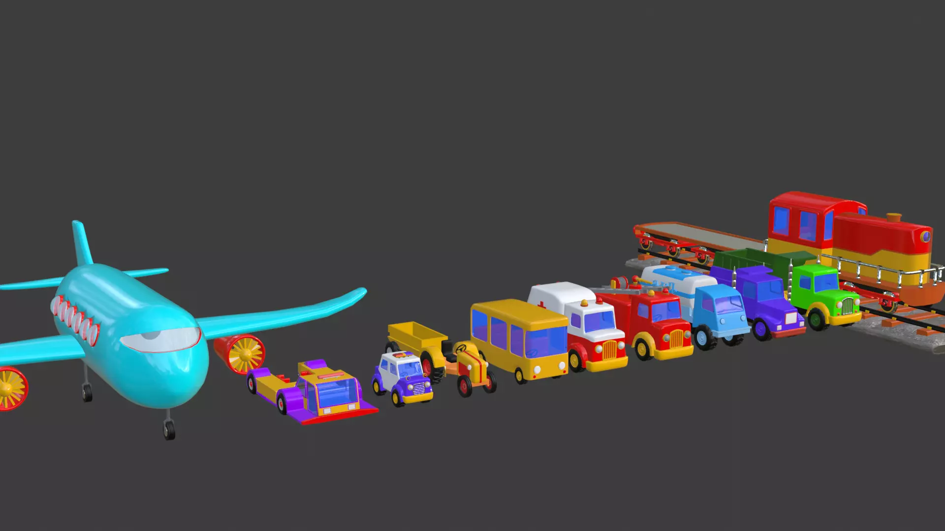 Ultimate Vehicles 3D Model Pack Police Bus Trucks Tractors More Low-poly 3D model_0