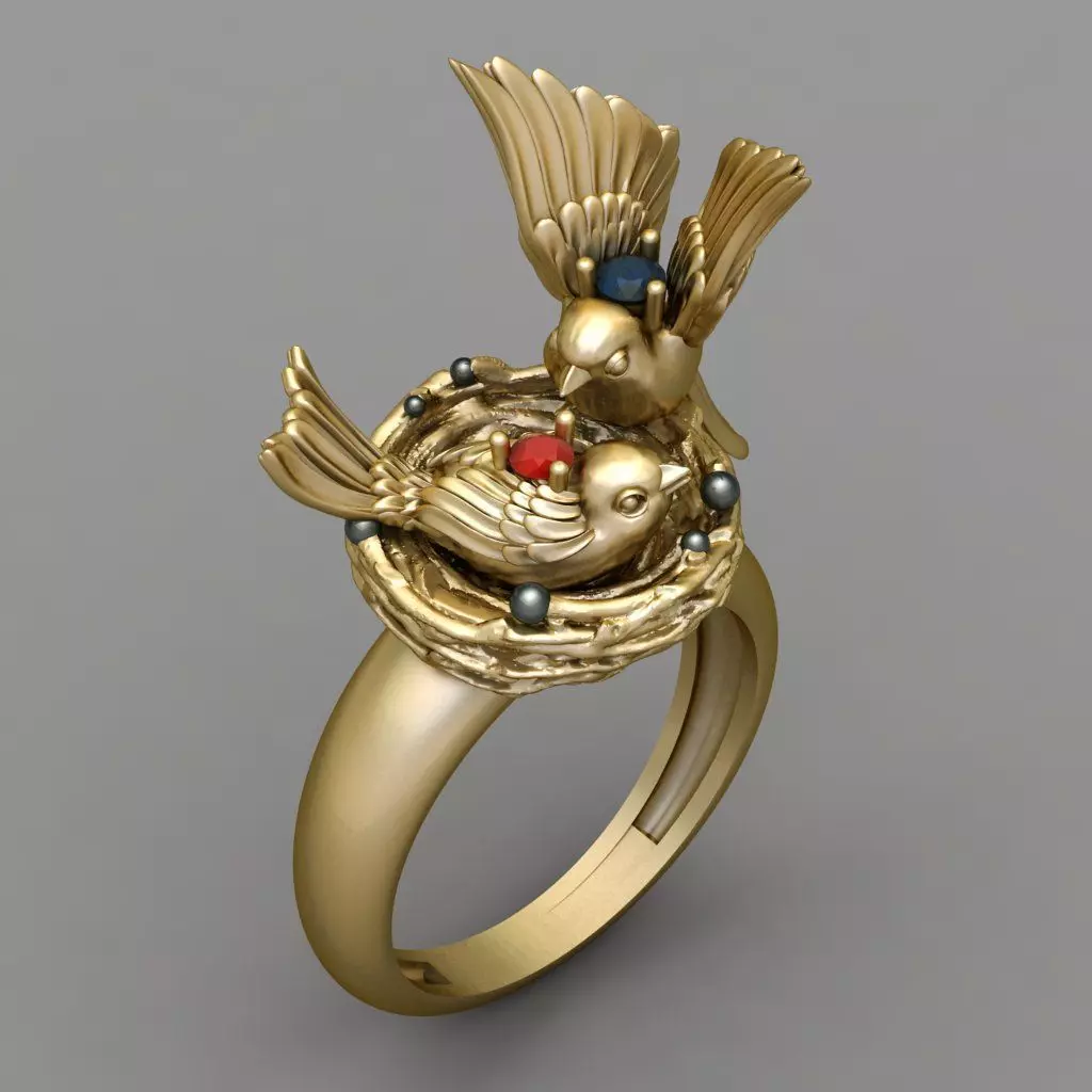 Antique Bird Nest Diamond Ring 3D print model