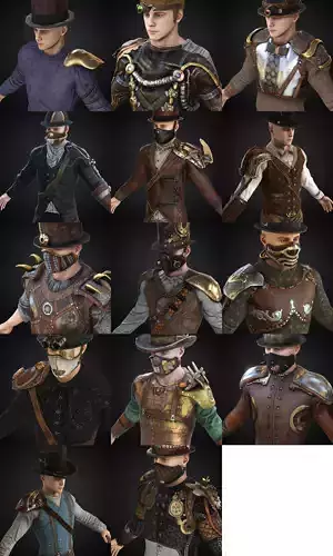  Steampunk rigged character pack 14
