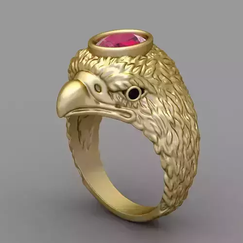 Antique Pink Oval Head Eagle Ring