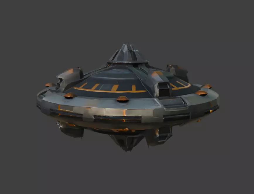 Spaceship Sci-Fi Game-Ready 3D Model with PBR Textures Low-poly 3D model
