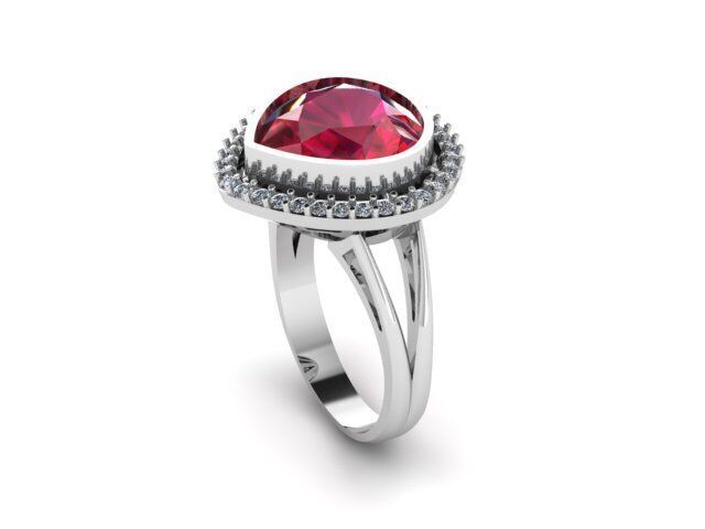 Fancy Gemstone ring Ready To Print 3D print model_4