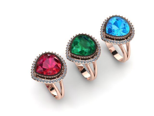Fancy Gemstone ring Ready To Print 3D print model_8