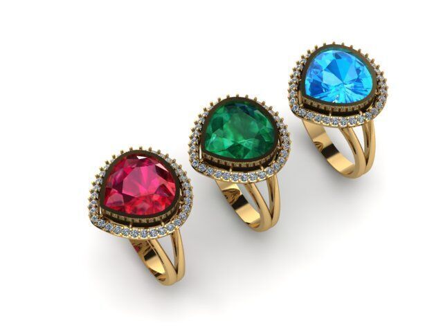 Fancy Gemstone ring Ready To Print 3D print model_6