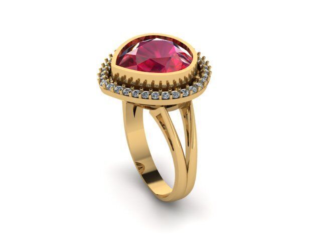Fancy Gemstone ring Ready To Print 3D print model_3