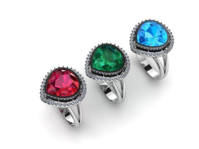 Fancy Gemstone ring Ready To Print 3D print model_7
