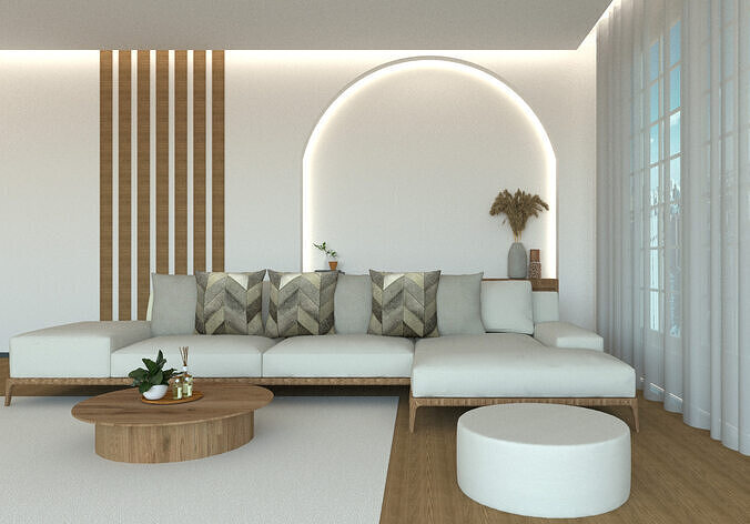 Modern Minimalist Living Room Free 3D model