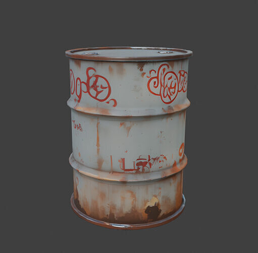 Rusty Metal Barrel Game-Ready 3D Model with PBR Textures Low-poly 3D model