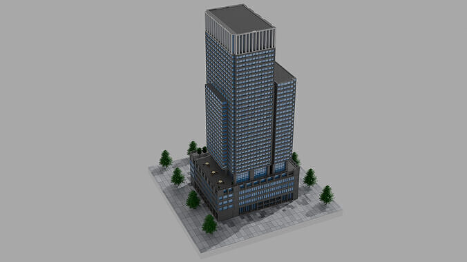 Shin-Marunouchi Building - Tokyo Landmark Low-poly 3D model 4