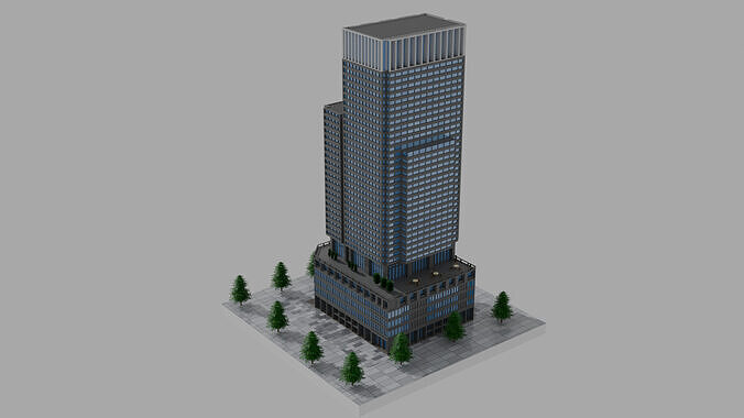Shin-Marunouchi Building - Tokyo Landmark Low-poly 3D model 3