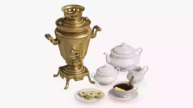 Tea set with samovar
