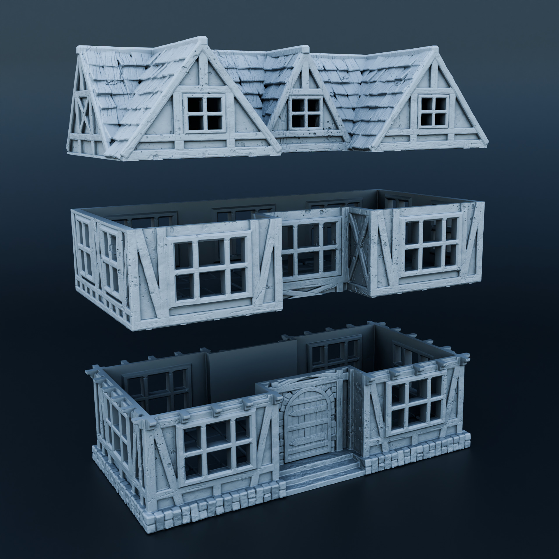 Medieval house 3D print model_2