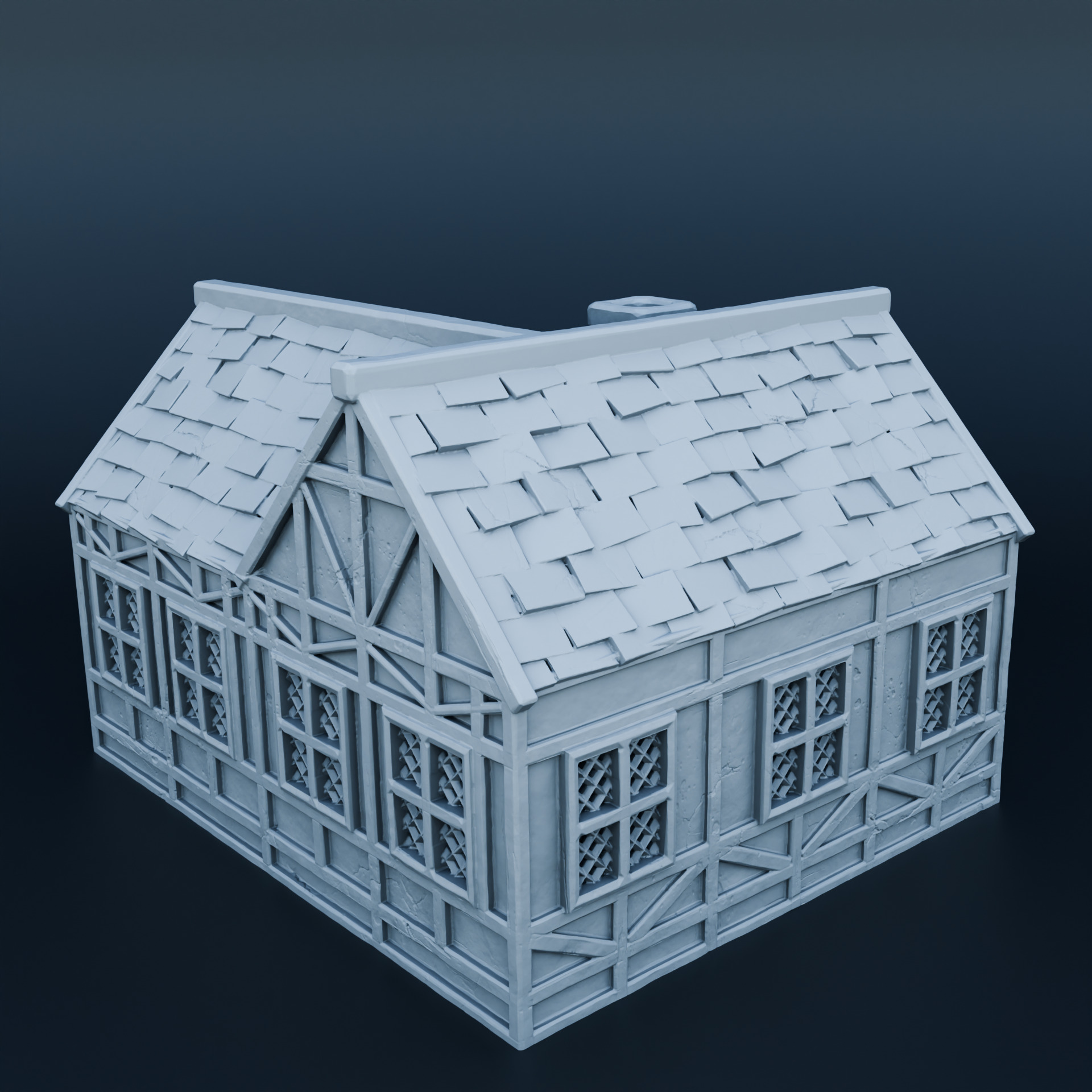 Medieval house 3D print model_1