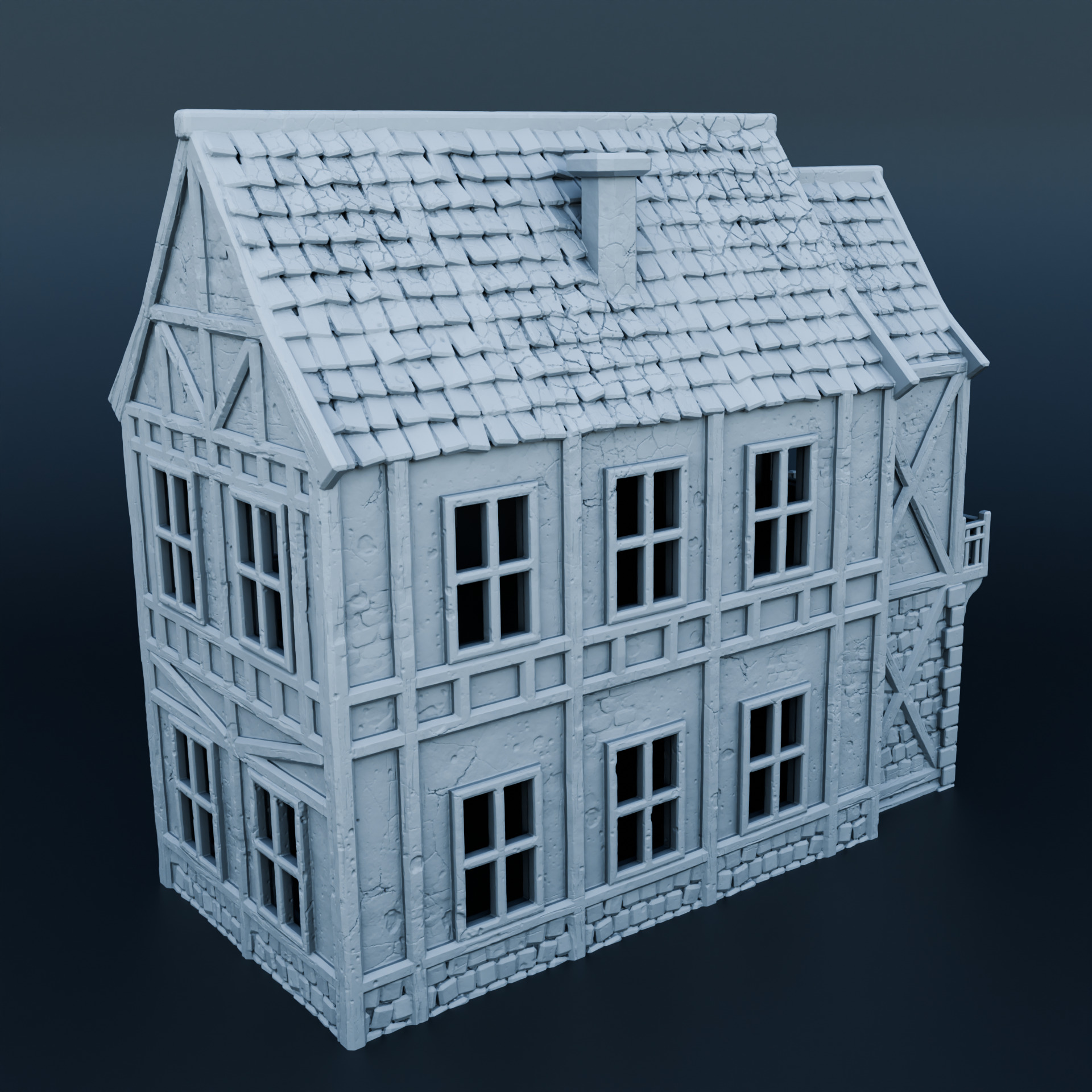 Medieval house 3D print model_1