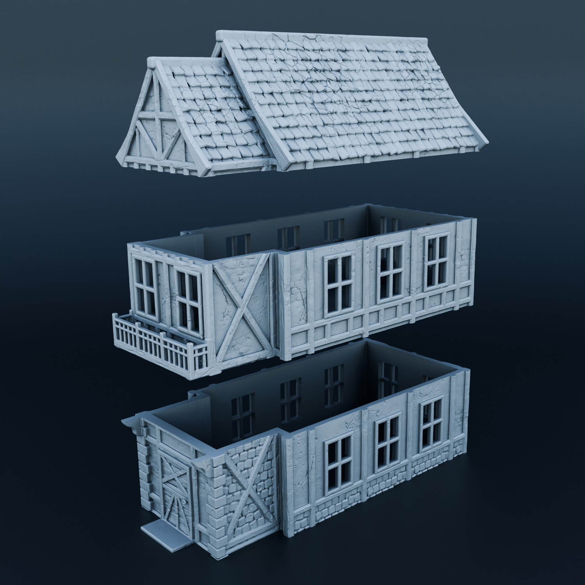 Medieval house 3D print model_2