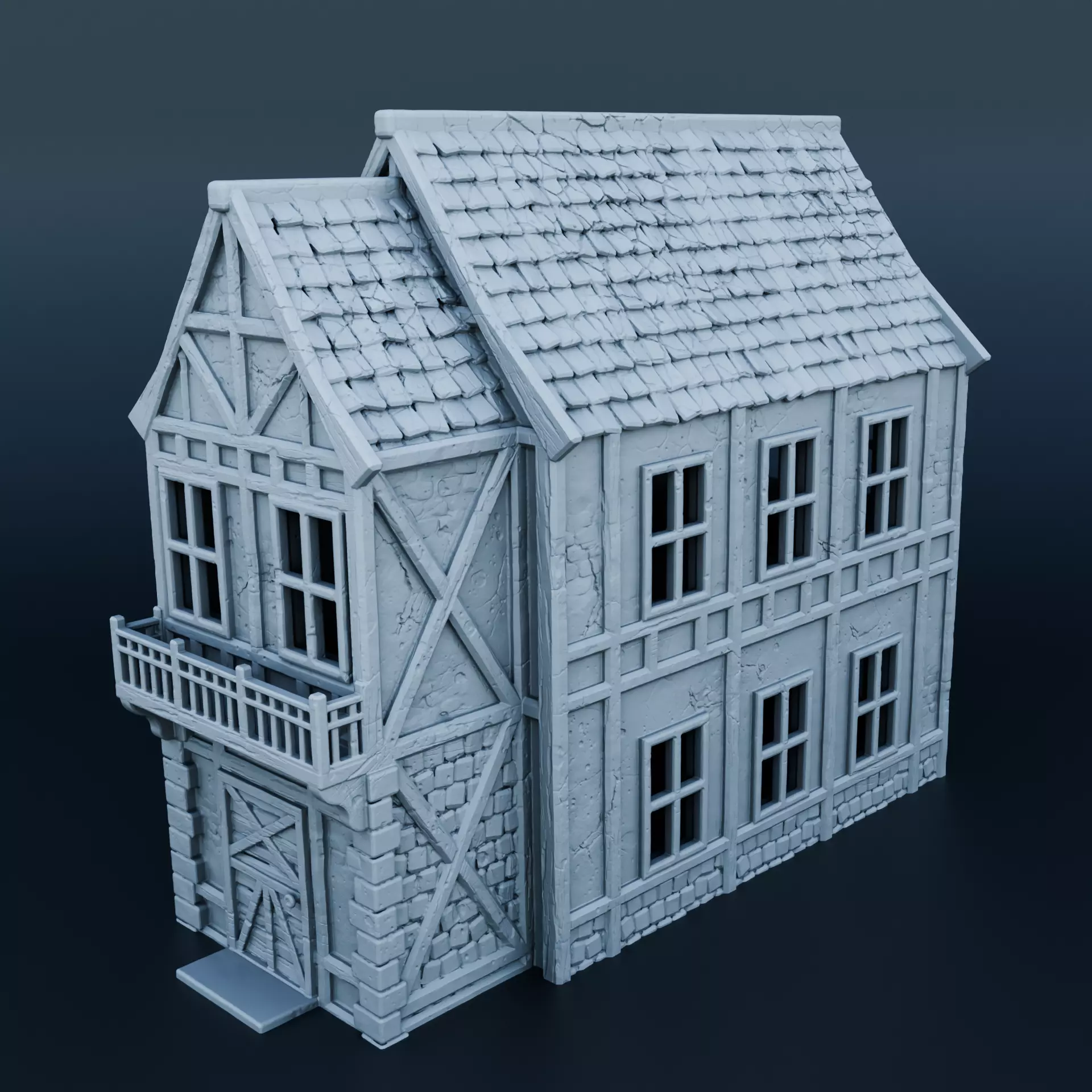 Medieval house 3D print model_0