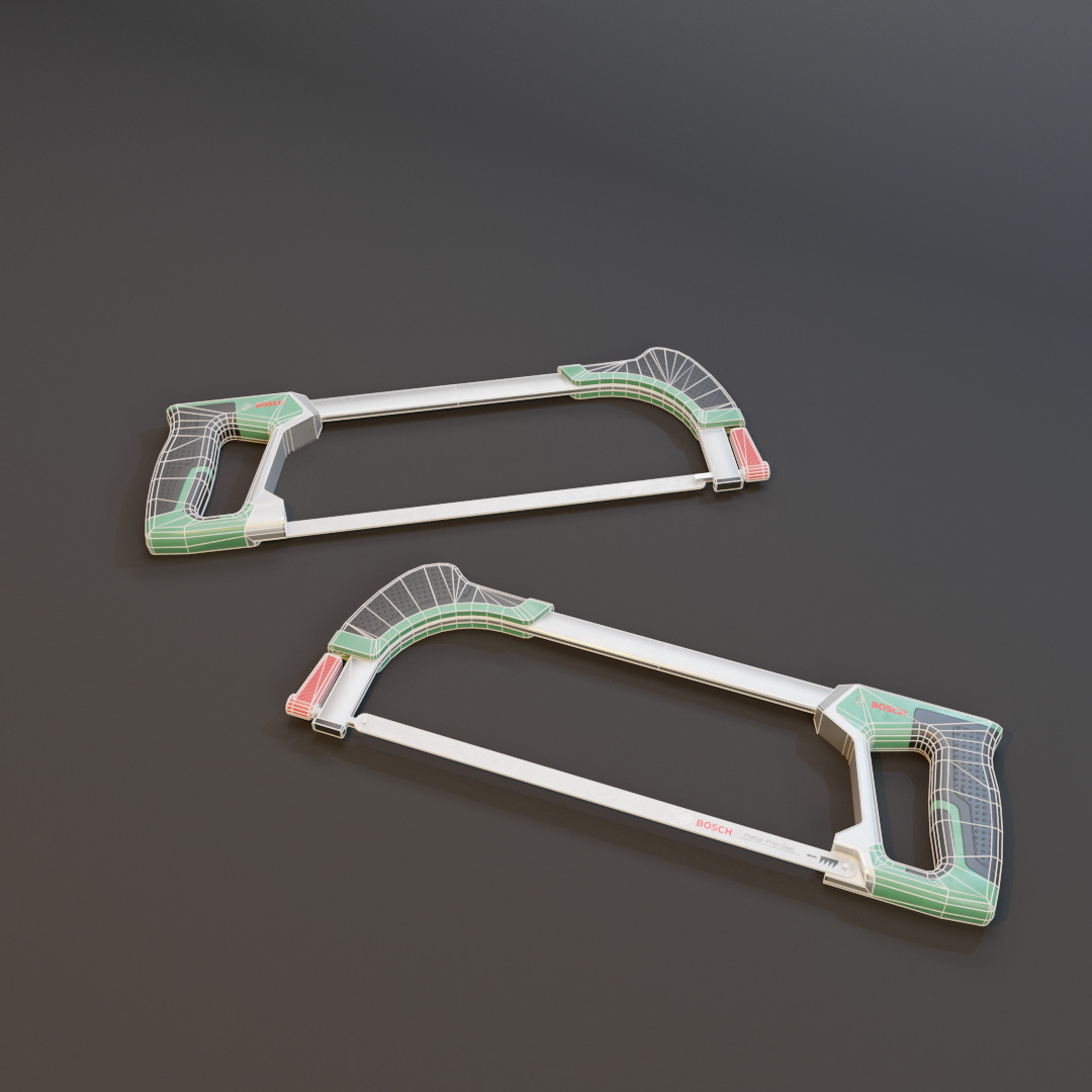 Realistic Bosch Hack Saw with PBR Texture Low-poly 3D model_11