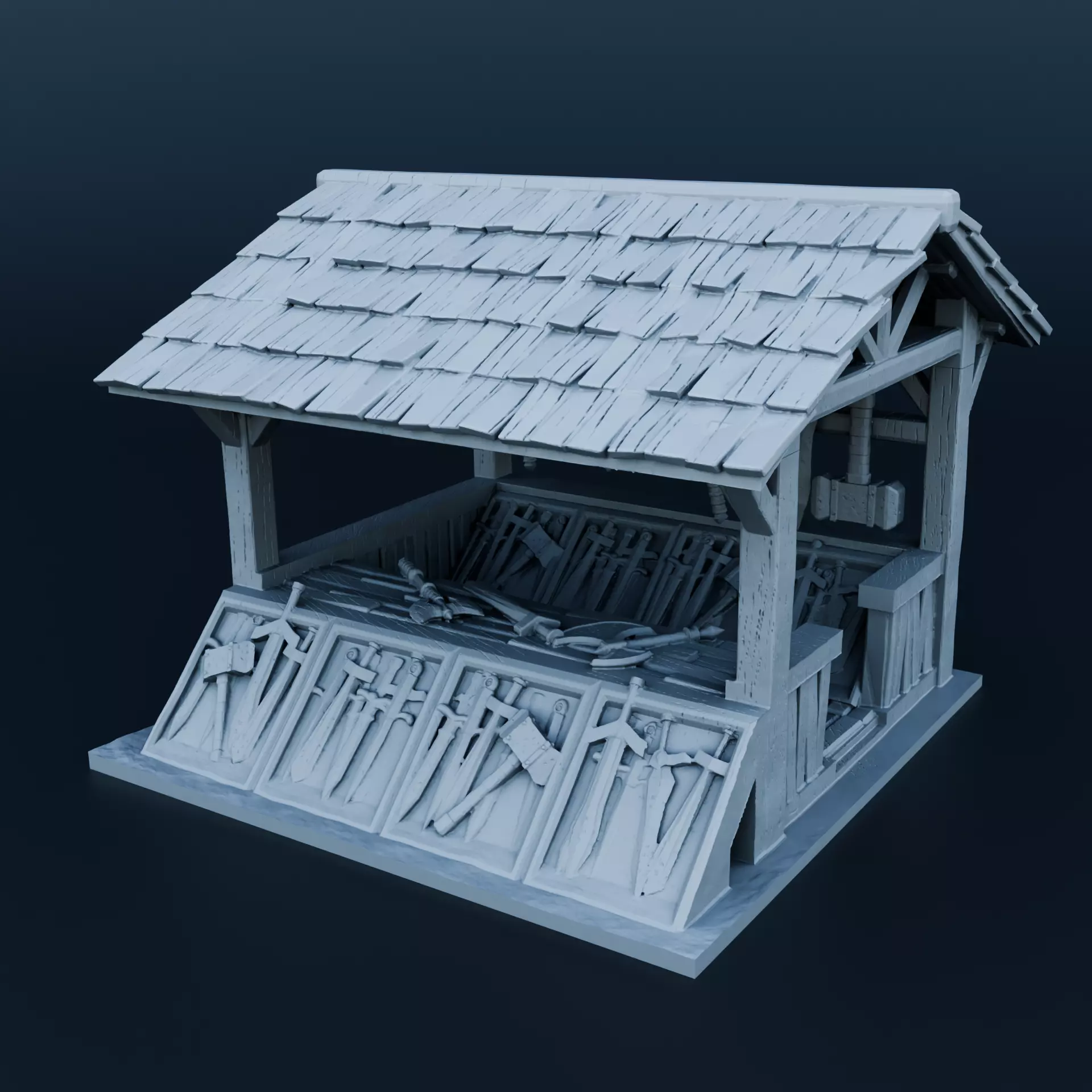 Medieval shop 3D print model_0