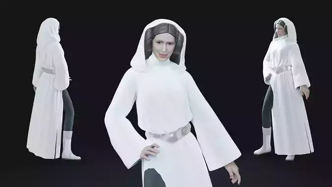 Leia Organa Animation-Ready Rebel Leader Low-poly 3D model