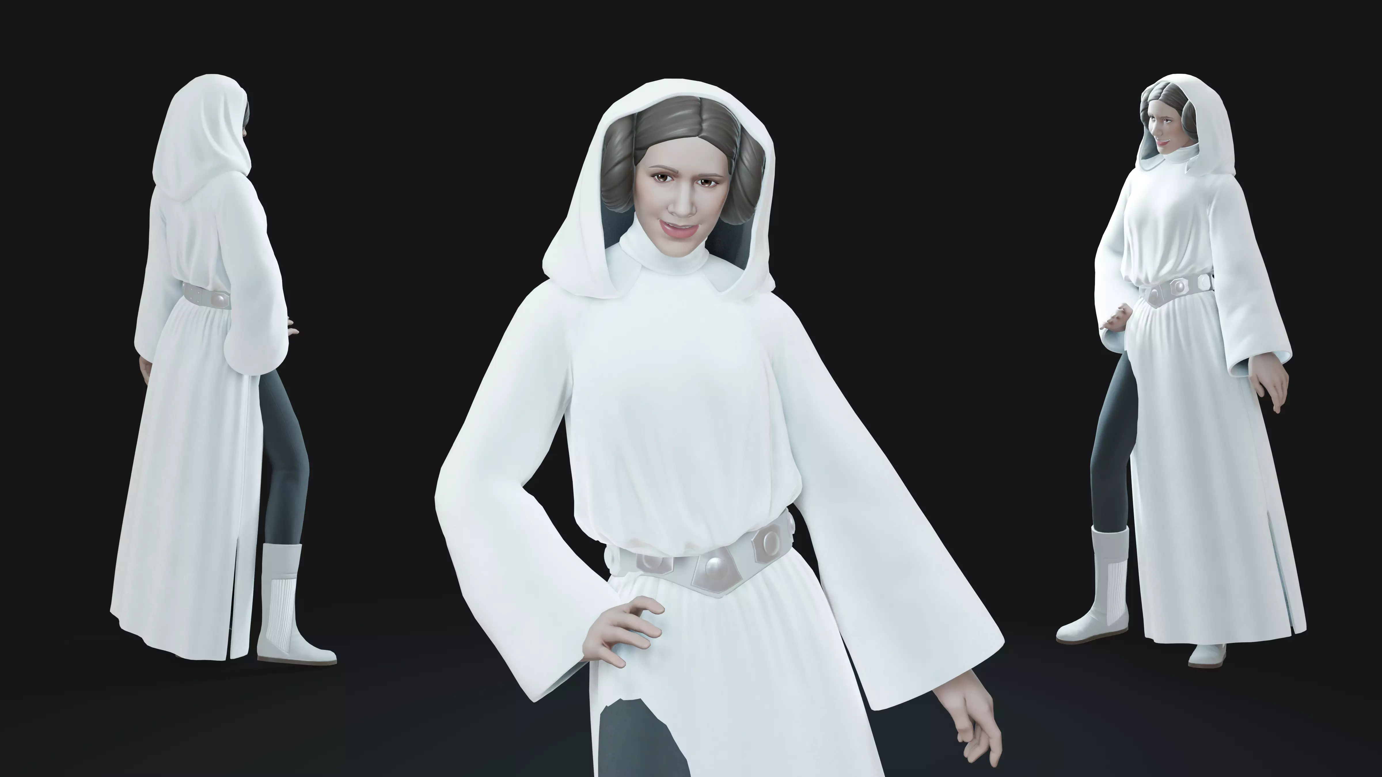 Leia Organa Animation-Ready Rebel Leader Low-poly 3D model_0