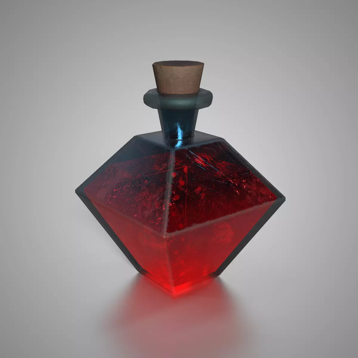 Fantasy Red Health Potion Diamond Glass Bottle Game Ready Low-poly 3D model_0